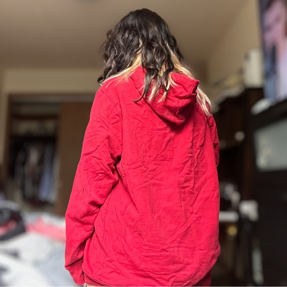 vintage bright red wisconsin sports college sweater hoodie oversized size large - Picture 5 of 10